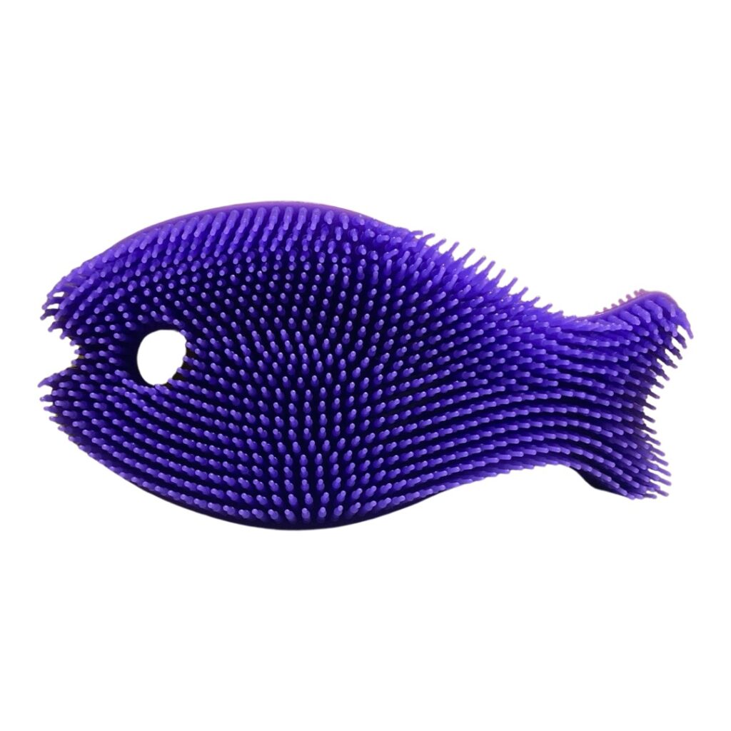 Silicone Bath Scrub Fish – Purple - Busy Beez Toy Box